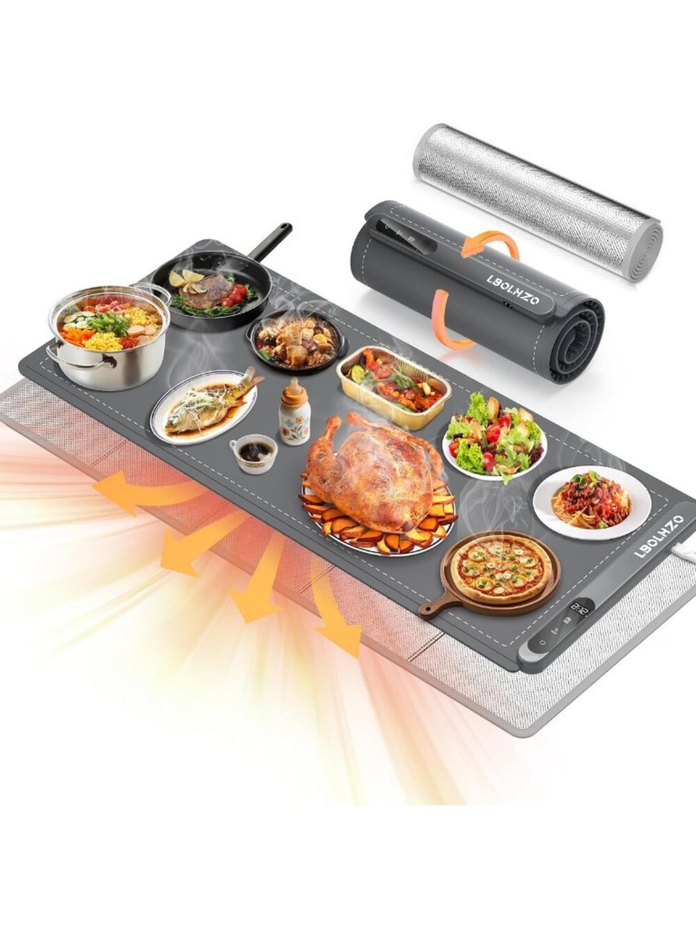 Extra Large 36"x16" Food Warming Mat - 580W Buffet Server with 6 Temp Settings